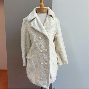 Vintage 1950s Robert Meshekoff Winter White Faux Persian Lamb Coat. M